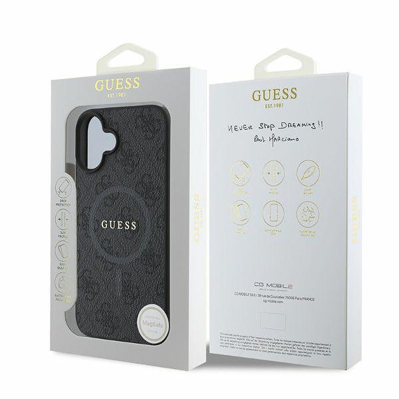 Guess case for iPhone 16 6,1" GUHMP16SG4GFRK black hardcase 4G Ring Classic Logo MagSafe - Billede 5