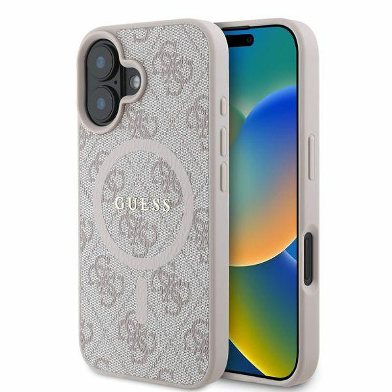 Guess case for iPhone 16 6,1" GUHMP16SG4GFRP pink hardcase 4G Ring Classic Logo MagSafe
