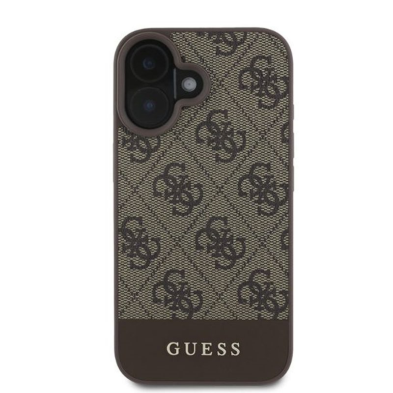 Guess case for iPhone 16 6,1" GUHCP16SG4GLBR brown hardcase 4G Bottom Stripe - Billede 3