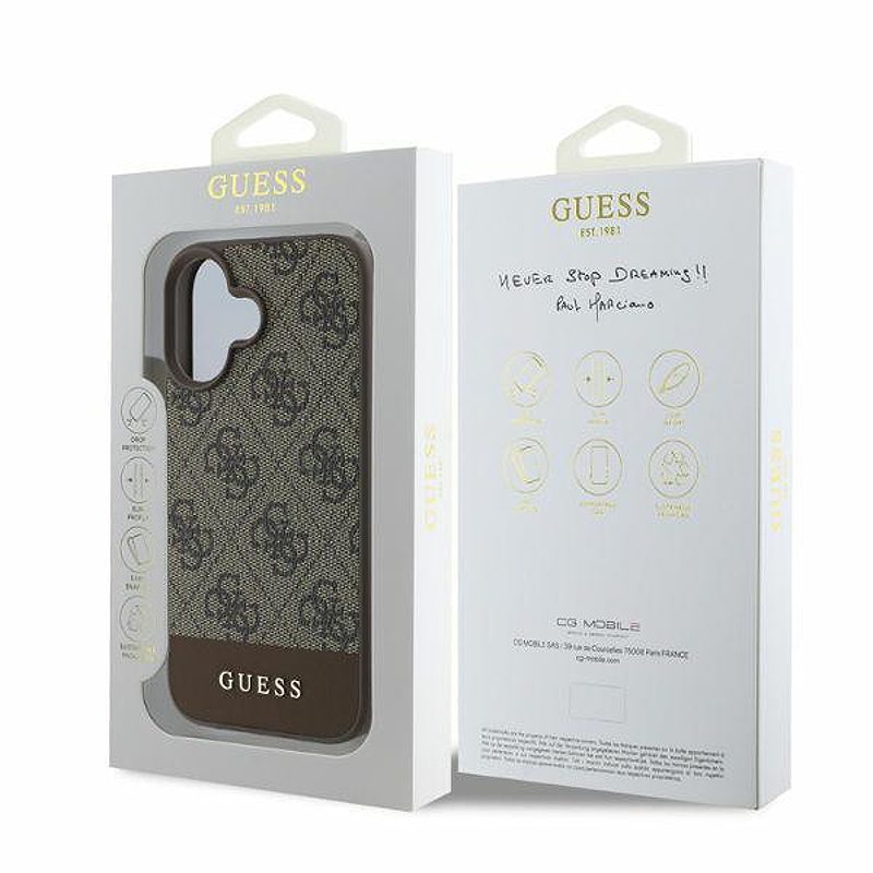 Guess case for iPhone 16 6,1" GUHCP16SG4GLBR brown hardcase 4G Bottom Stripe - Billede 5