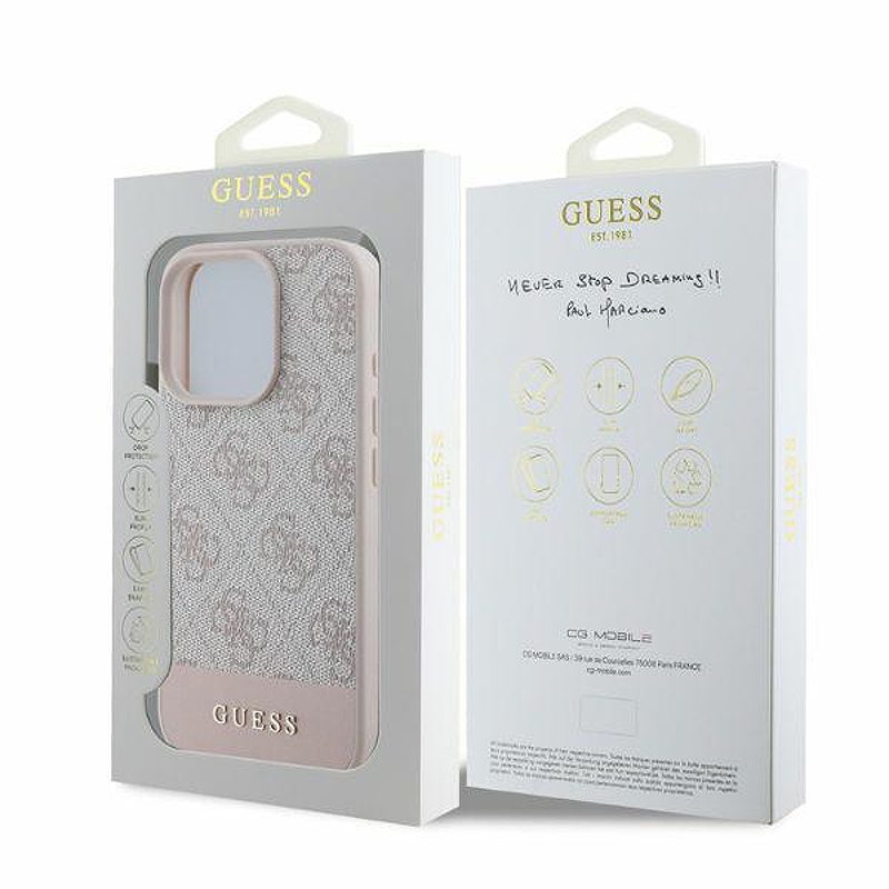 Guess case for iPhone 16 Pro 6,3" GUHCP16LG4GLPI pink hardcase 4G Bottom Stripe - Billede 5