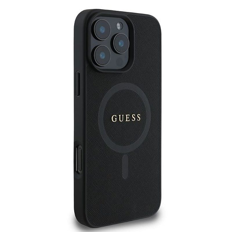Guess case for iPhone 16 Pro 6,3" GUHMP16LPSAHMCK black hardcase Saffiano Classic Logo MagSafe - Billede 2