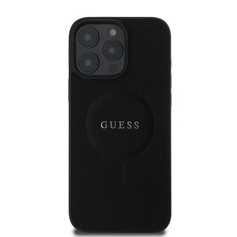 Guess case for iPhone 16 Pro 6,3" GUHMP16LPSAHMCK black hardcase Saffiano Classic Logo MagSafe - Billede 3