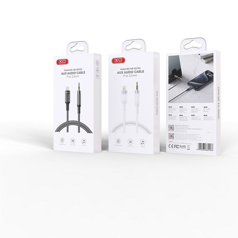 XO cable audio NB-R279A Lightning - jack 3,5mm 1,0m black - Billede 2