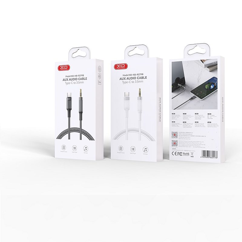 XO cable audio NB-R279B USB-C - jack 3,5mm 1,0m black - Billede 2