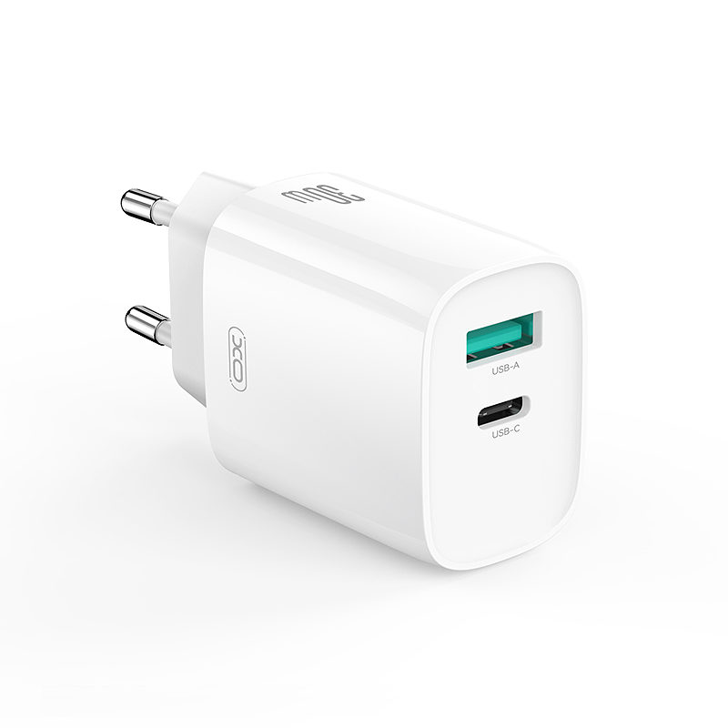 XO wall charger CE30 PD 30W 1x USB-C 1x USB white + cable USB-C - Lightning - Billede 2