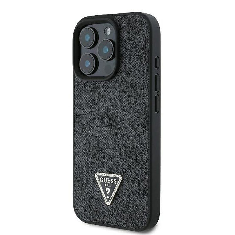 Guess case for iPhone 16 Pro 6,3" GUHCP16LP4TDPK Leather 4G Triangle Strass black MagSafe - Billede 2