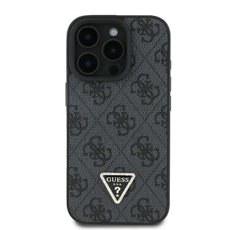 Guess case for iPhone 16 Pro 6,3" GUHCP16LP4TDPK Leather 4G Triangle Strass black MagSafe - Billede 3