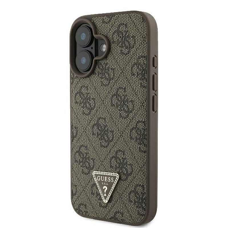 Guess case for iPhone 16 6,1" GUHCP16SP4TDPW Leather 4G Triangle Strass brown MagSafe - Billede 2