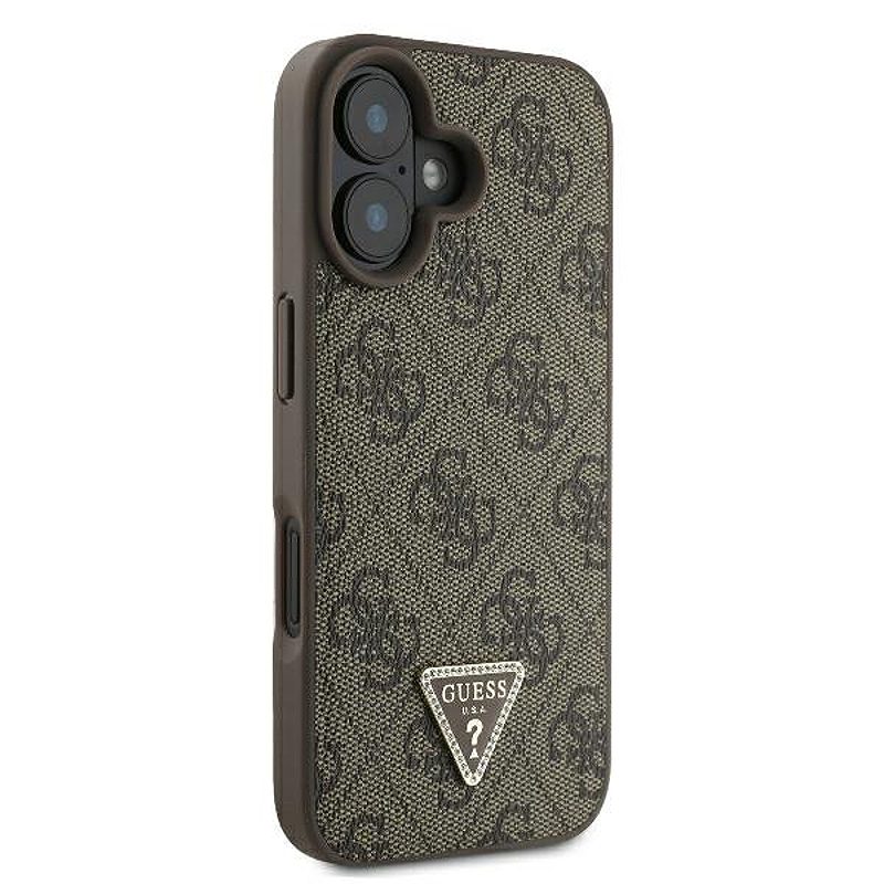 Guess case for iPhone 16 6,1" GUHCP16SP4TDPW Leather 4G Triangle Strass brown MagSafe - Billede 4