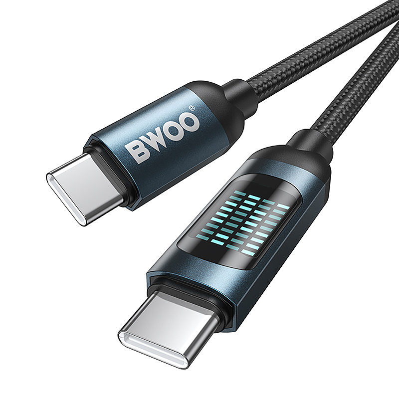 BWOO USB-C - USB-C cable 1m 60W with LED display, braided, black - Billede 2