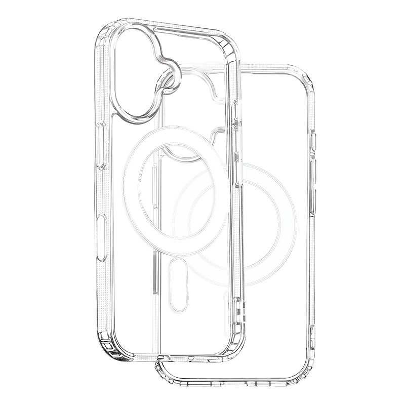 Anti Shock 1,5 mm Mag case for iPhone 16 6,1" transparent big hole + button