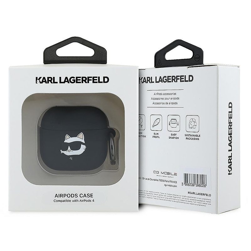 Karl Lagerfeld Cover for AirPods 4 Silicone Choupette Head 3D Black - Billede 3