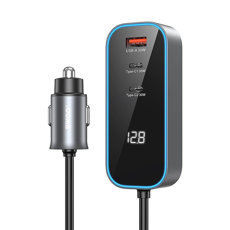 BWOO CC107 PD car charger 1x USB-C - USB-A port 30W black - Billede 3