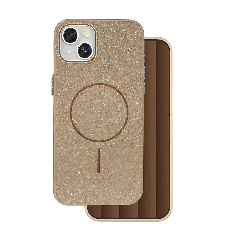 Glitter Thin Mag case for iPhone 15 6,1" brown
