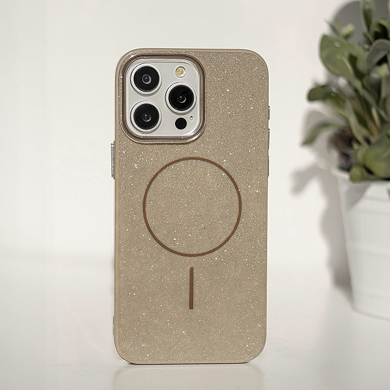 Glitter Thin Mag case for iPhone 16 Pro 6,3" brown - Billede 2
