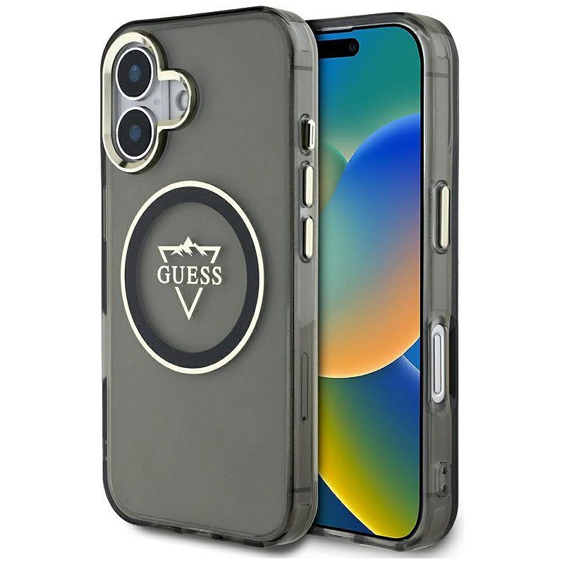 Guess Hardcase MagSafe IML Metal Mountain Logo Case for iPhone 16 6,1" Black