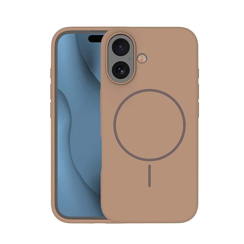 Silicone Thin Mag case for iPhone 16e / 17e brown