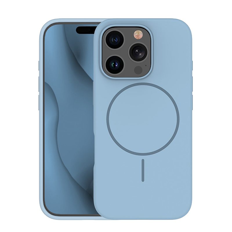 Silicone Thin Mag case for iPhone 16e / 17e light blue