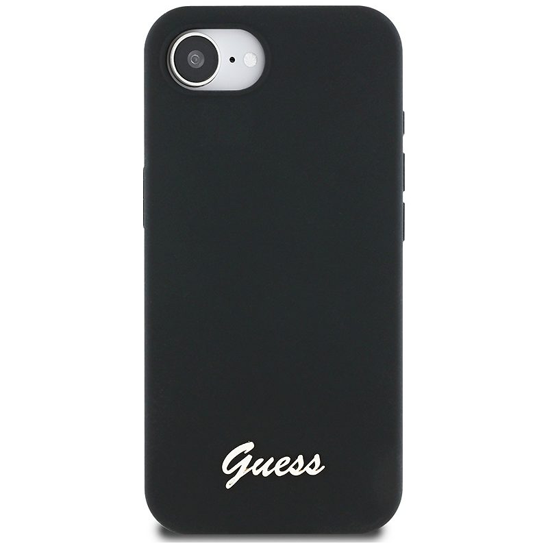 Guess HC Silicone Script Metal Logo Case for iPhone 16e Black - Billede 3