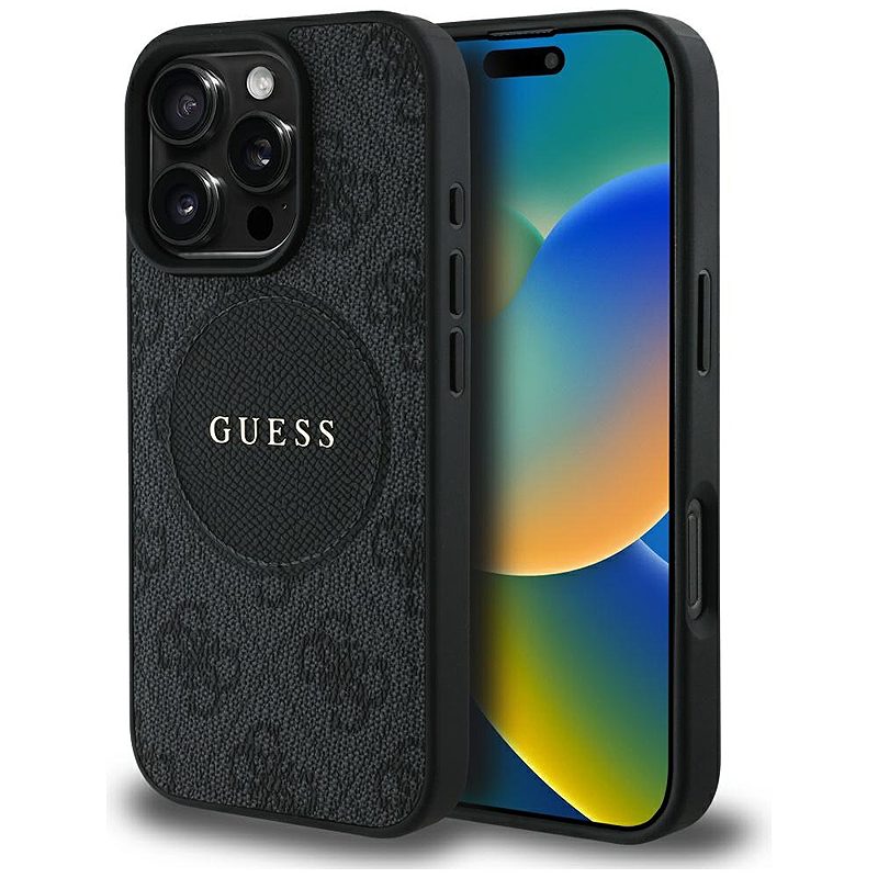 Guess HC MagSafe PU 4G Circle with Classic Logo case for iPhone 16 Pro Max Black