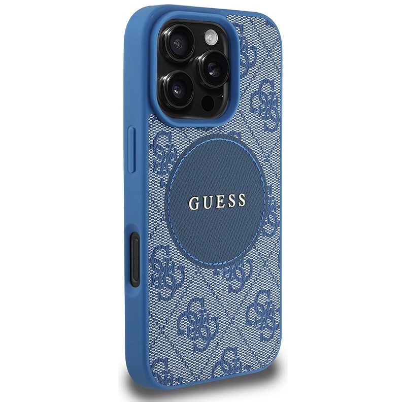 Guess HC MagSafe PU 4G Circle with Classic Logo case for iPhone 16 Pro Max Blue - Billede 4