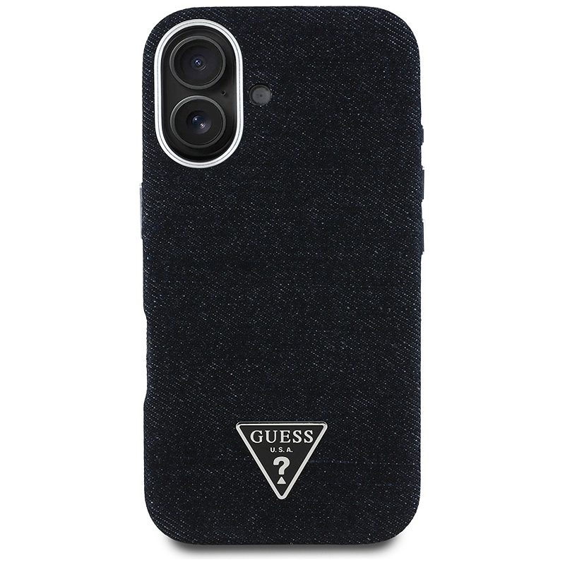 Guess HC MagSafe FW Denim Triangle Logo Case for iPhone 16 Black - Billede 3