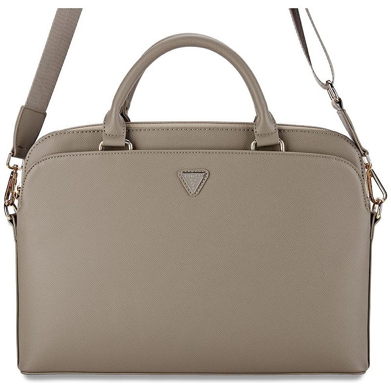 Guess Computer Bag Grained PU Zipper Pocket & Triangle Logo for 15" Laptop Brown