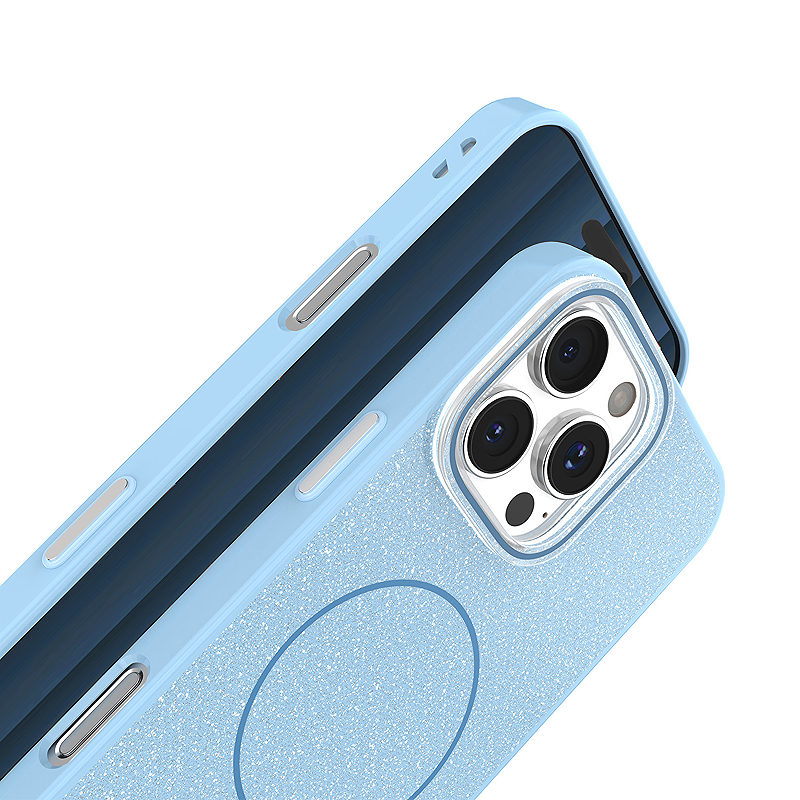Glitter Thin Mag case for iPhone 16e / 17e blue - Billede 4