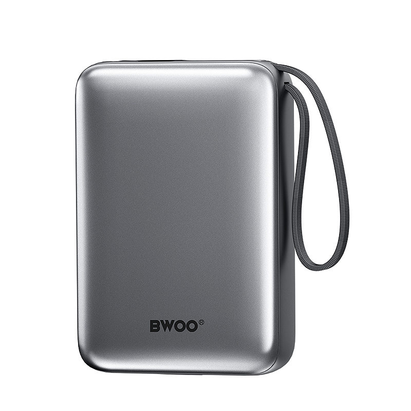 BWOO power bank P73 22.5W 20000 mAh with 2 built-in cables 1 x USB-C 1 x Lightning black - Billede 2