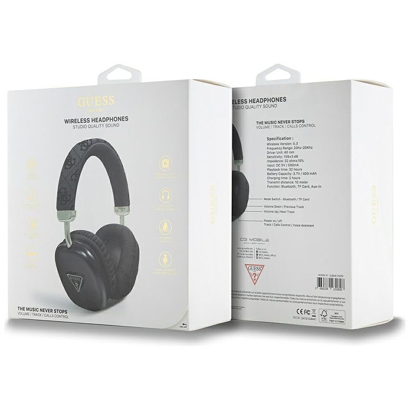 Guess wireless headphones BT 4G GOLD TRIANGLE LOGO black - Billede 4