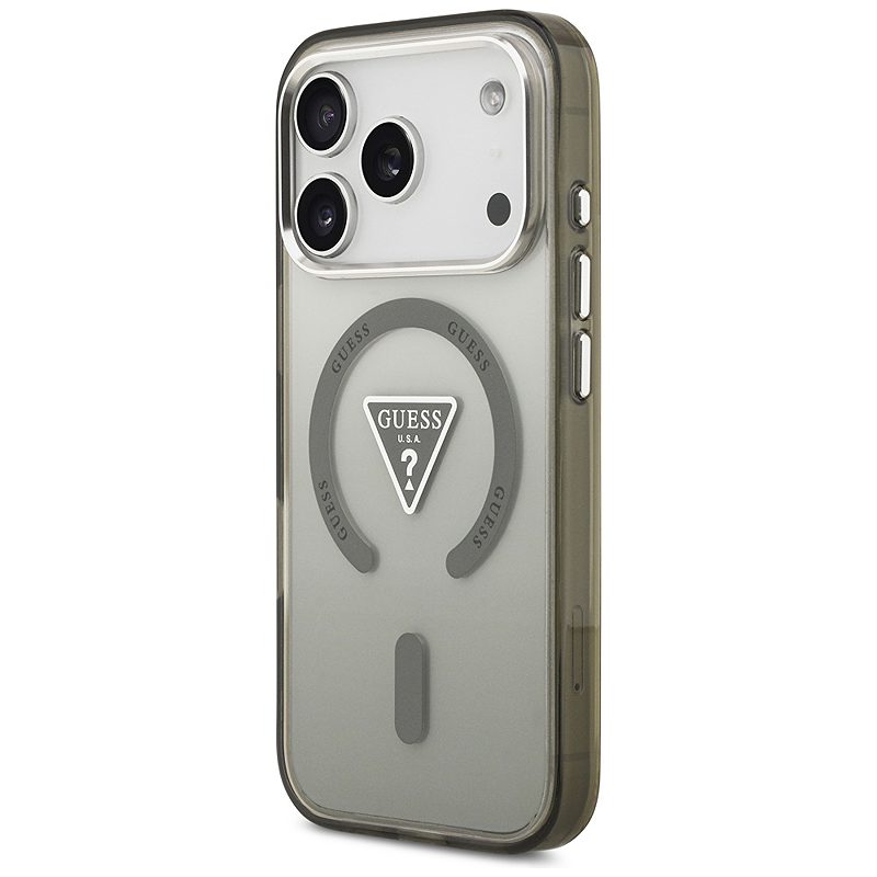 Guess Case Magsafe IML Gradient Case With Print Triangle Logo & Silver Metal Camera Buttons For iPhone 17 Pro Khaki - Billede 2