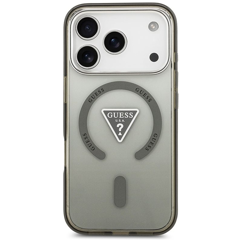 Guess Case Magsafe IML Gradient Case With Print Triangle Logo & Silver Metal Camera Buttons For iPhone 17 Pro Max Khaki - Billede 3