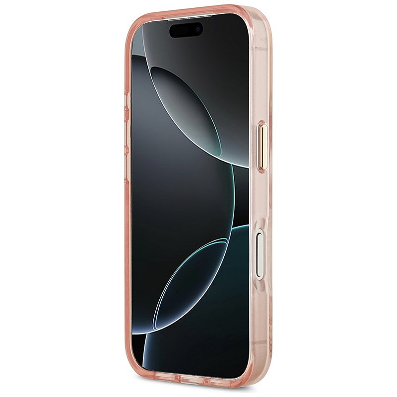 Guess Case Magsafe Pc TPU Case Jungle Tonal Pattern With Printed Logo Triangle And Metal Camera Frame For iPhone 17 Pro Pink - Billede 5