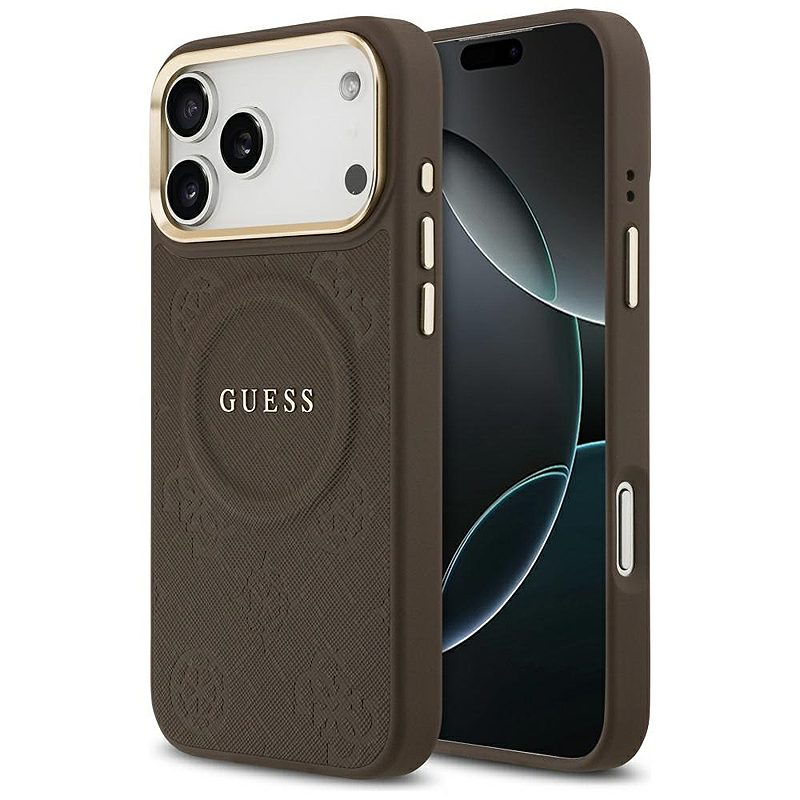 Guess case for iPhone 17 Pro Max HC MAGSAFE PU W/ PEONY HOT STAMP brown