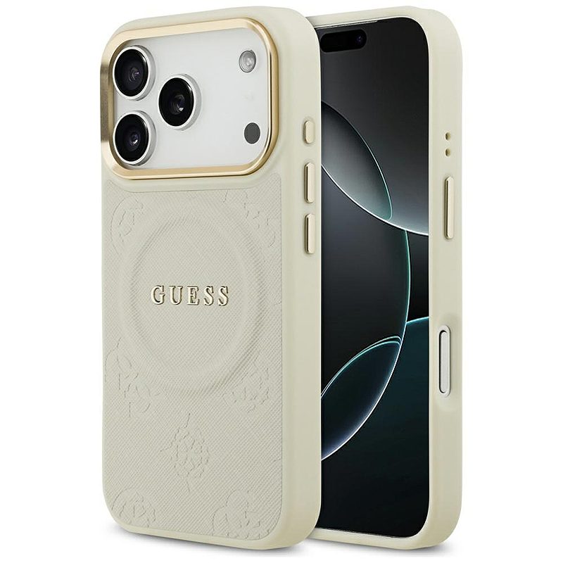 Guess case for iPhone 17 Pro HC MAGSAFE PU W/ PEONY HOT STAMP beige