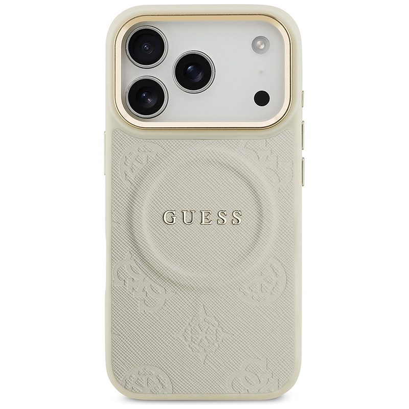 Guess case for iPhone 17 Pro HC MAGSAFE PU W/ PEONY HOT STAMP beige - Billede 3