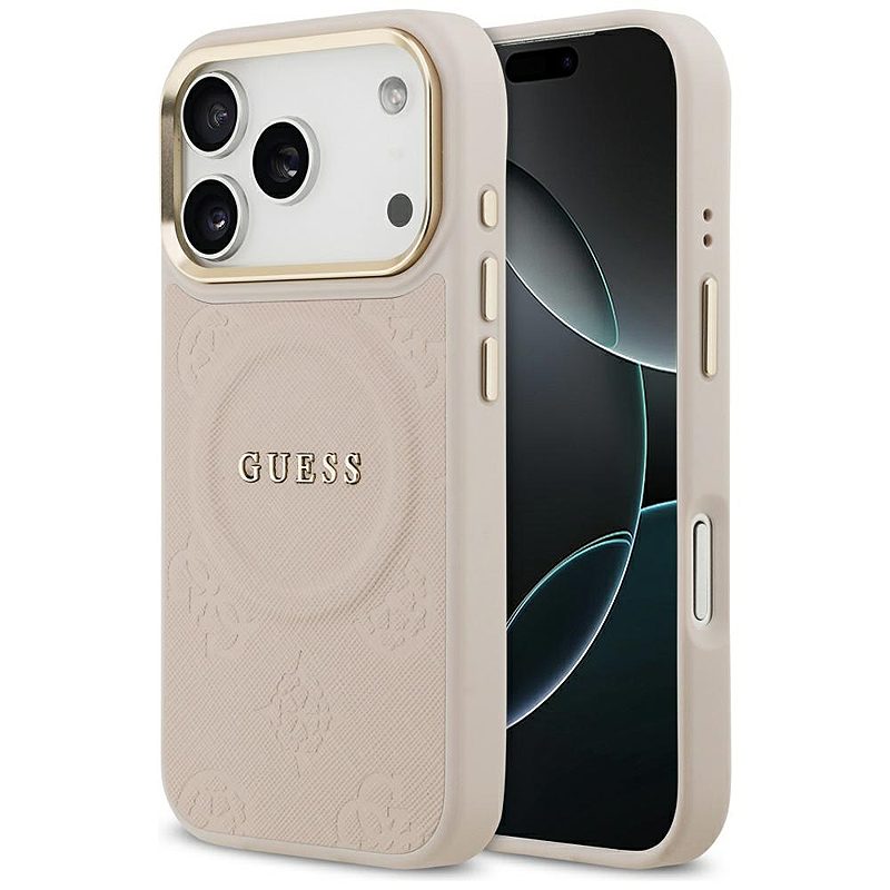 Guess case for iPhone 17 Pro HC MAGSAFE PU W/ PEONY HOT STAMP pink