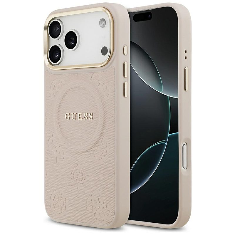 Guess case for iPhone 17 Pro Max HC MAGSAFE PU W/ PEONY HOT STAMP pink