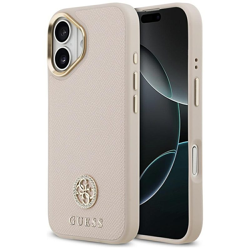 Guess case for iPhone 17 HC MAGSAFE PU W/ GRAINED PU STRASS LOGO pink