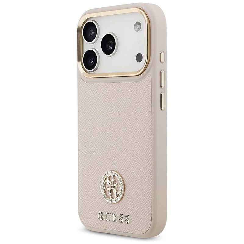 Guess case for iPhone 17 Pro HC MAGSAFE PU W/ GRAINED PU STRASS LOGO pink - Billede 2
