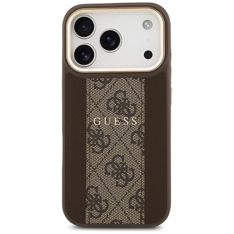 Guess case for iPhone 17 Pro HC MAGSAFE PU W/ 4G PU STRIPE brown - Billede 3