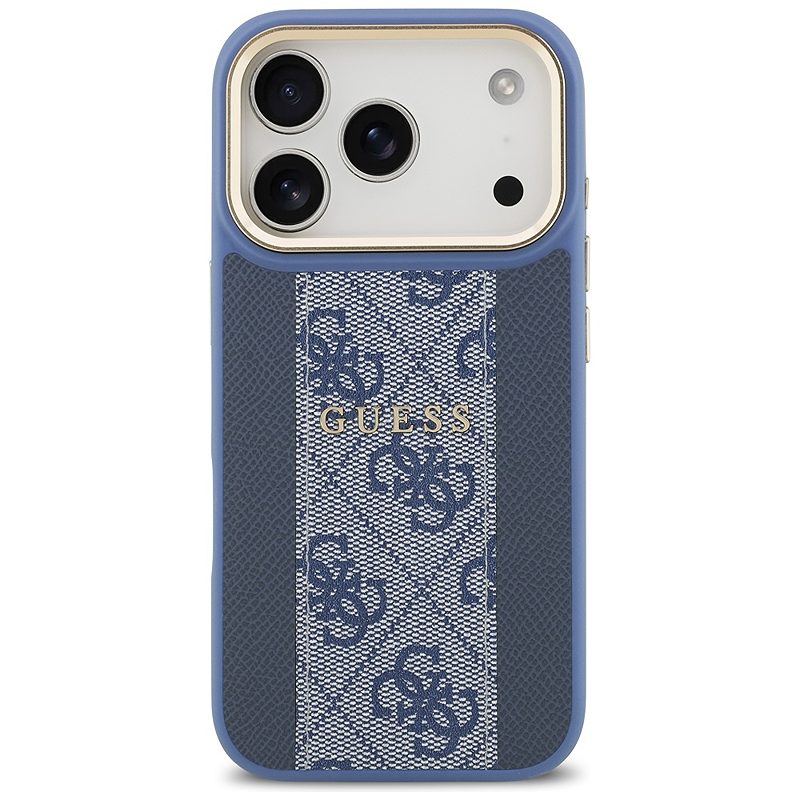 Guess case for iPhone 17 Pro HC MAGSAFE PU W/ 4G PU STRIPE blue - Billede 3