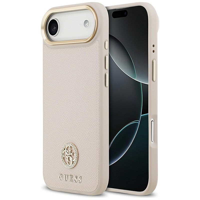 Guess Grained Strass Logo MagSafe case for iPhone Air pink