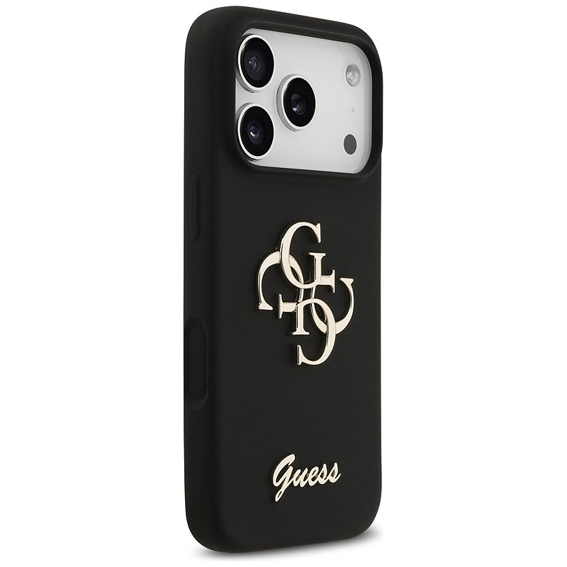 Guess Silicone Big 4G Script case for iPhone 17 Pro black - Billede 4