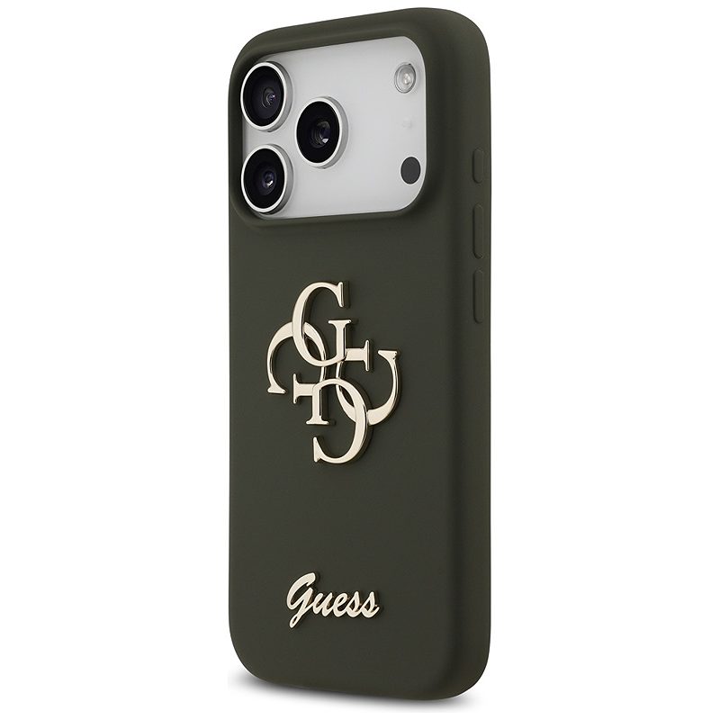 Guess Silicone Big 4G Script case for iPhone 17 Pro Max khaki - Billede 2