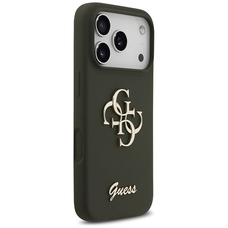 Guess Silicone Big 4G Script case for iPhone 17 Pro Max khaki - Billede 4