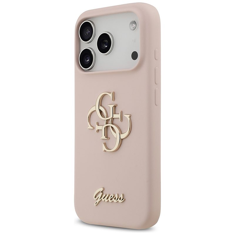 Guess Silicone Big 4G Script case for iPhone 17 Pro pink - Billede 2