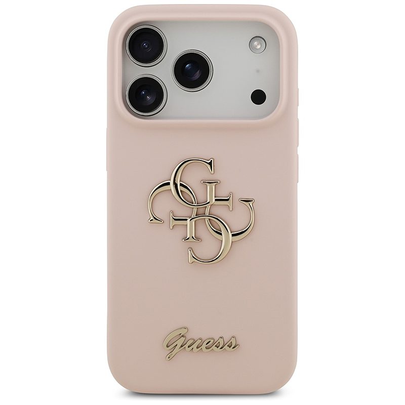 Guess Silicone Big 4G Script case for iPhone 17 Pro pink - Billede 3
