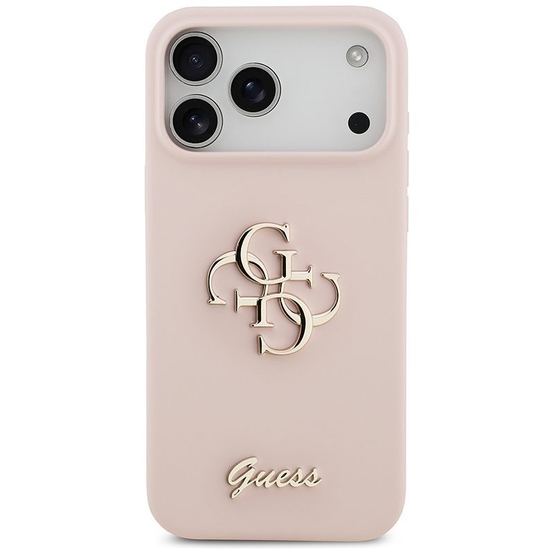 Guess Silicone Big 4G Script case for iPhone 17 Pro Max pink - Billede 3